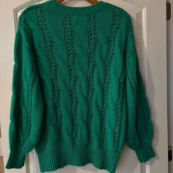 VINE & LOVE chunky knit sweater green women’s sz large St.‎ Patrick’s Day - Picture 5 of 8